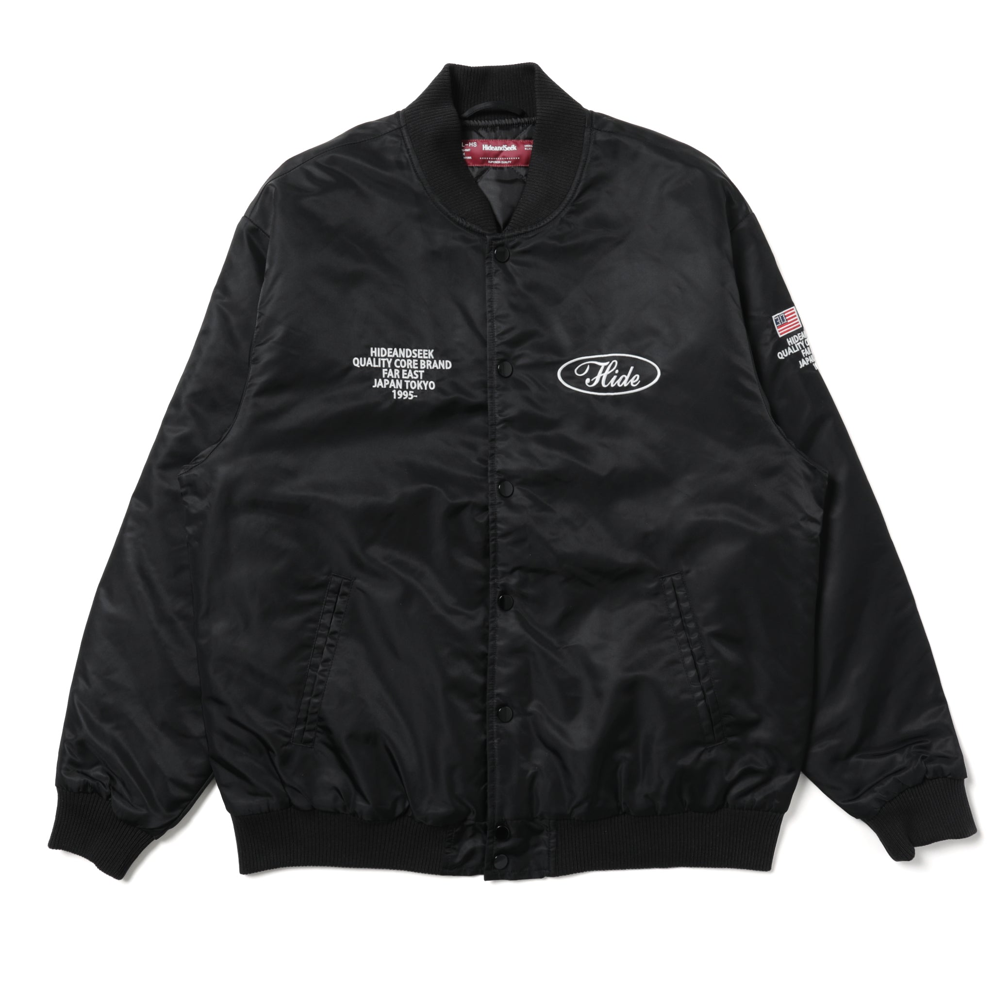 HideandSeek ブラック スタジャン L HJ-120225] Hide and Seek Stadium Jacket (Black) – The Darkside