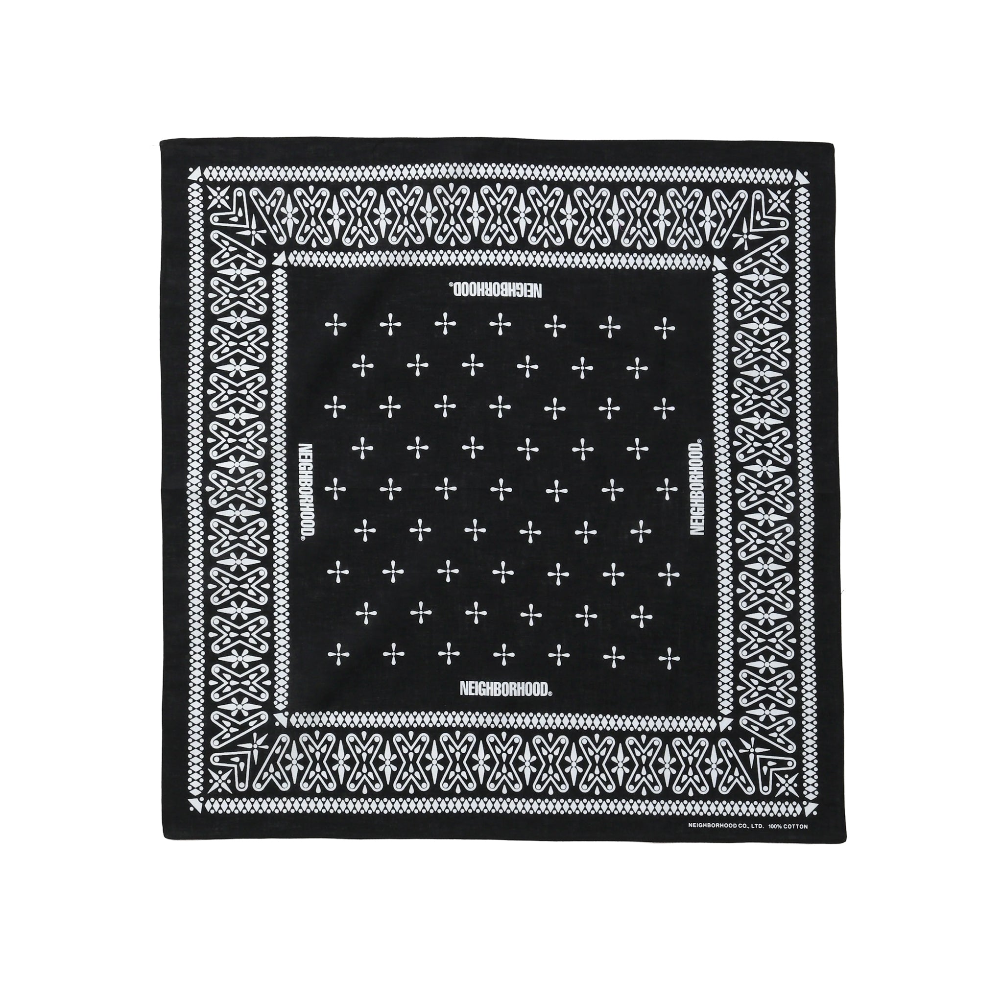 261BXNH-AC01] Neighborhood Cross Pattern Bandana (Black) – The