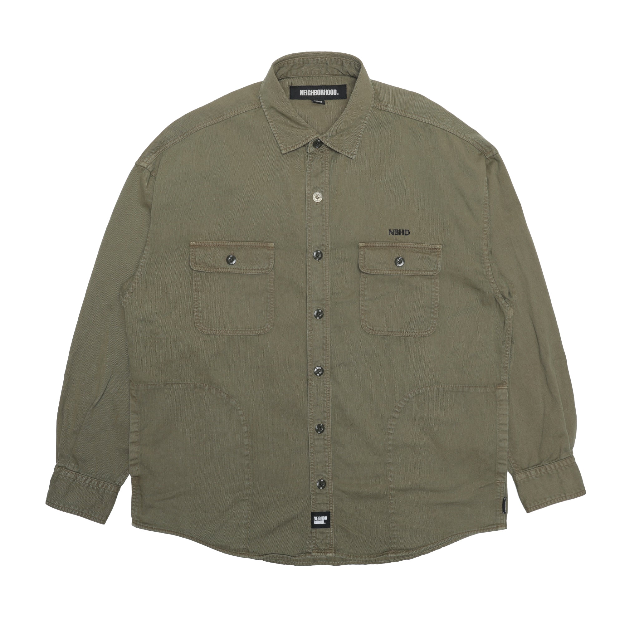 252AQNH-SHM02] Neighborhood Garment Dyed Shirt LS (Olive Drab