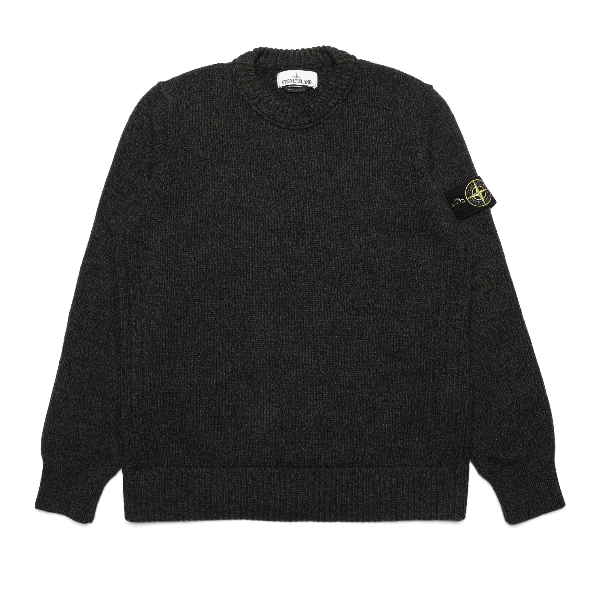 Stone Island Mouliné Lambswool Crewneck Knit Sweater Black