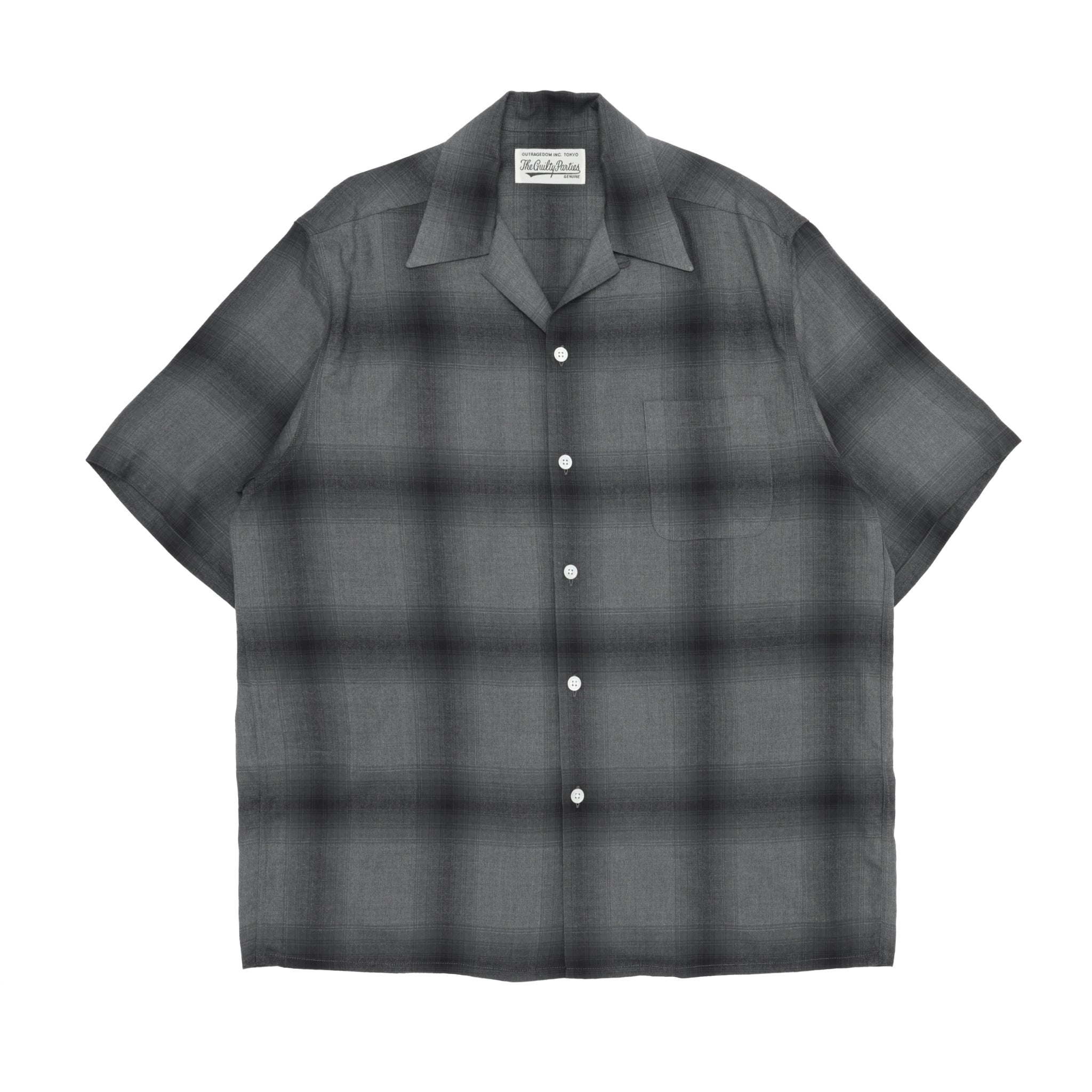 23SS-WMS-OC11] Wacko Maria Ombre Check Open Collar Shirt (Gray