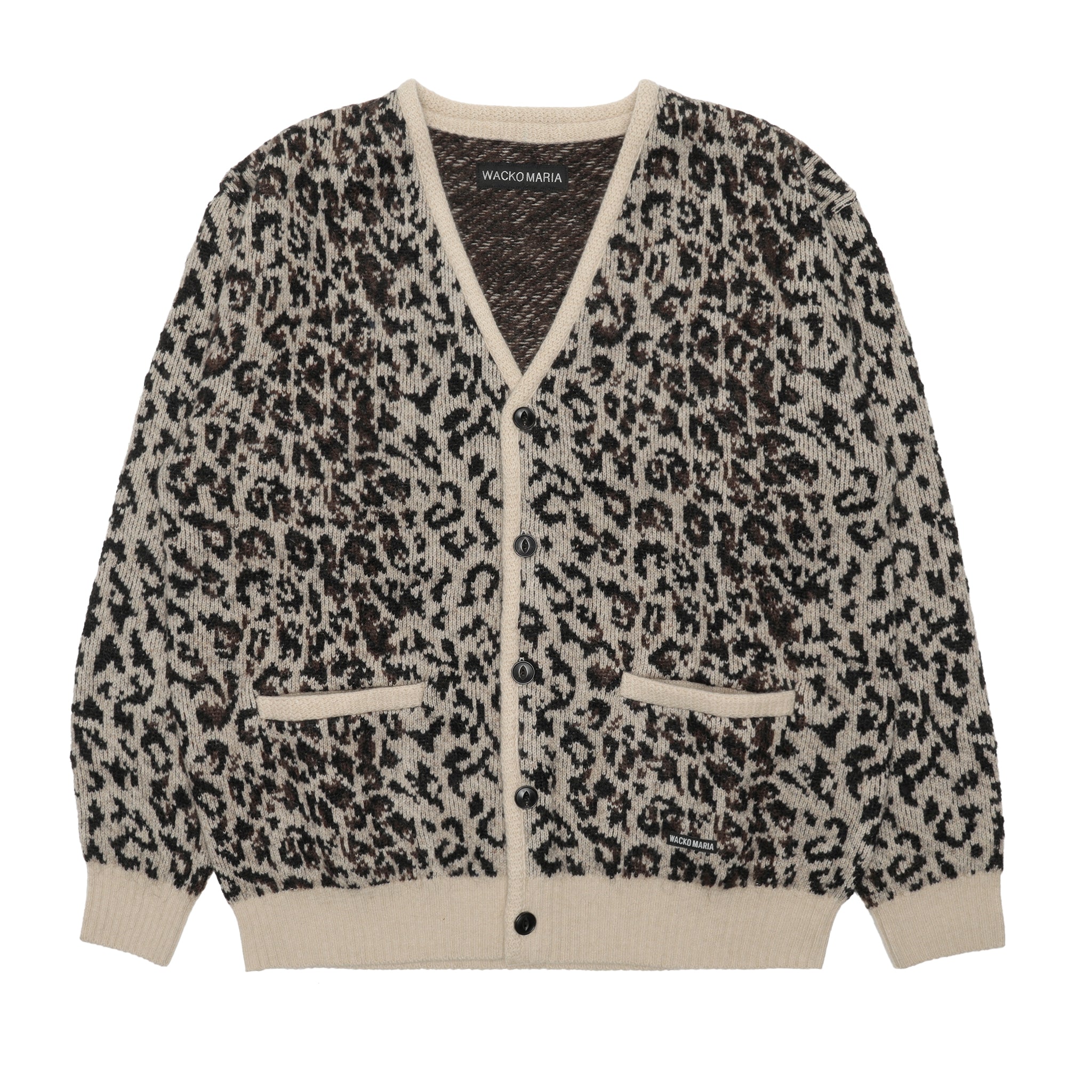 トップス WACKO MARIA / LEOPARD MOHAIR CARDIGAN 25FW-WMK-KN08] Wacko Maria Leopard Mohair Cardigan (Ivory) – The