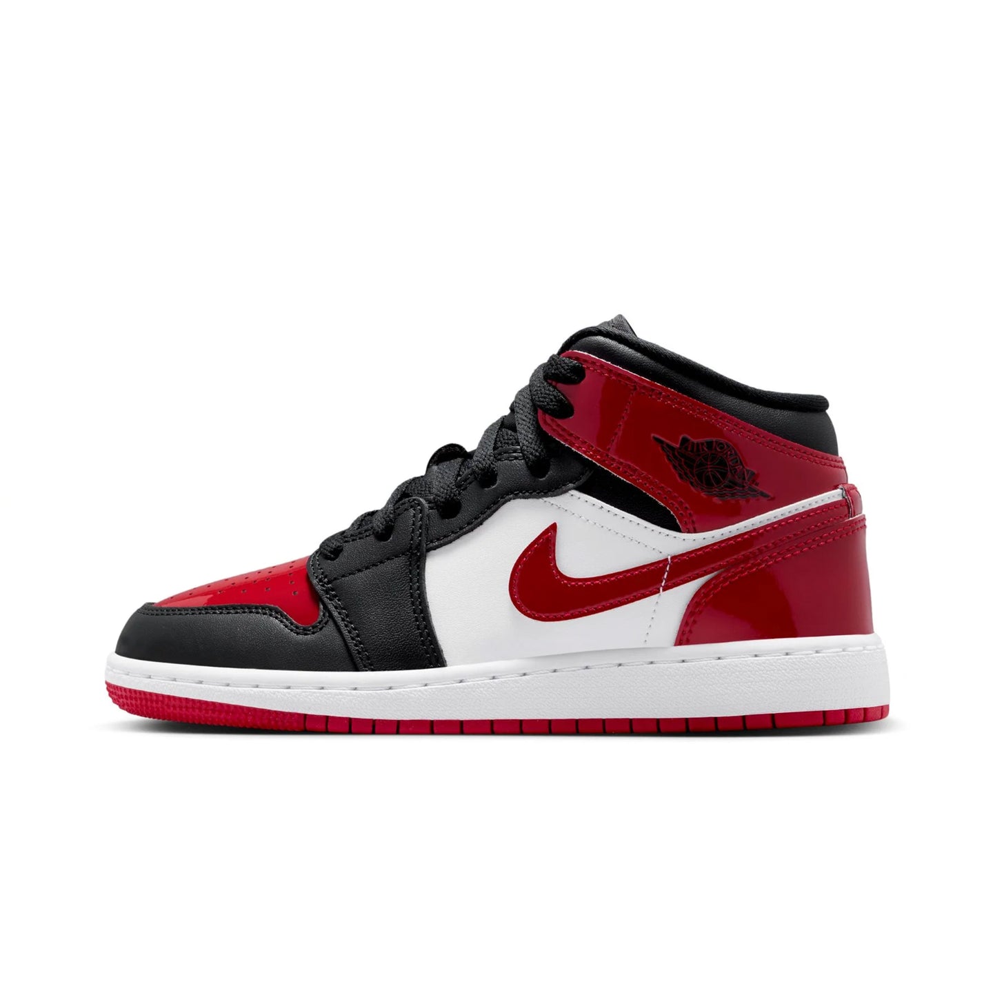 Big Kids' Air Jordan 1 Mid SE 'Patent Bred Toe'