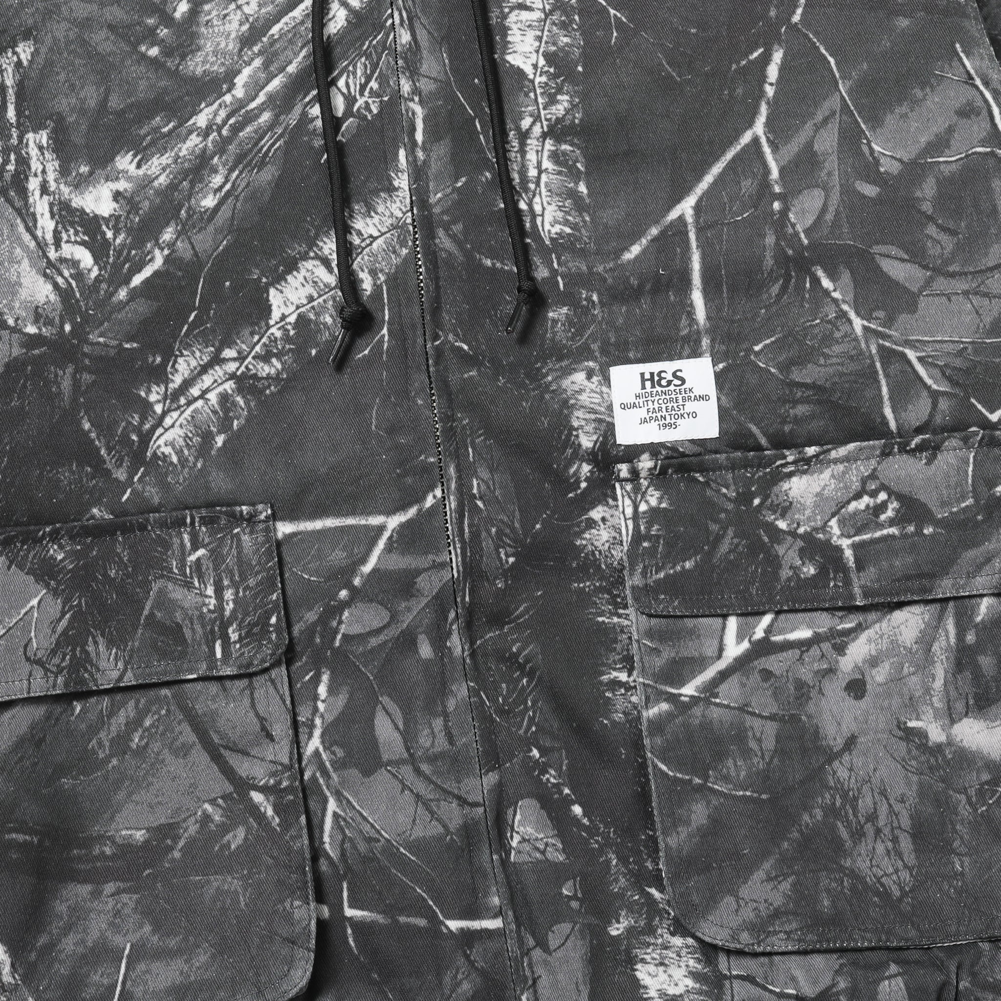 HJ-100125] Hide and Seek Camo Zip Hooded Jacket (Black) – The