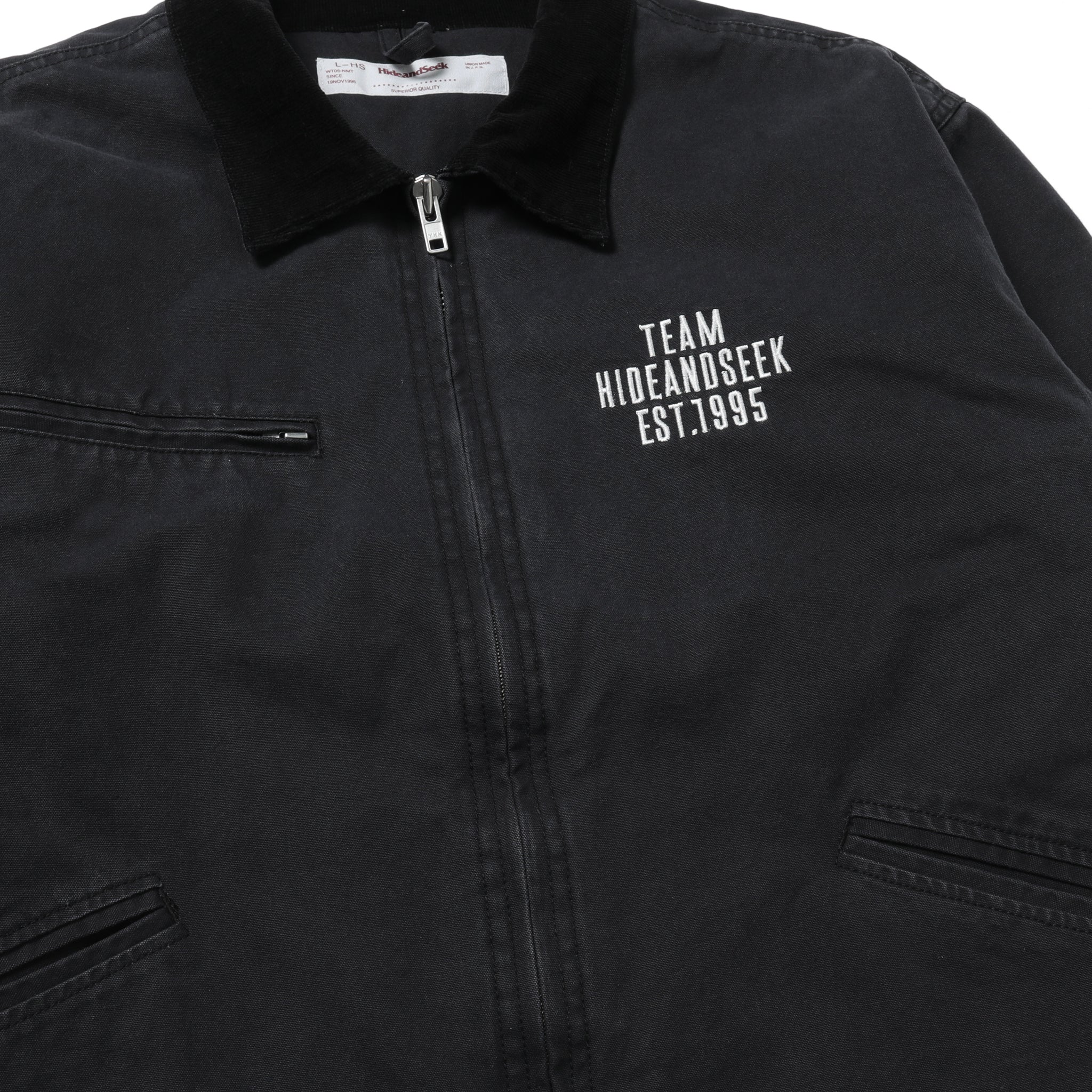 HJ-100325] Hide and Seek Oxford Work Zip Jacket (Black) – The