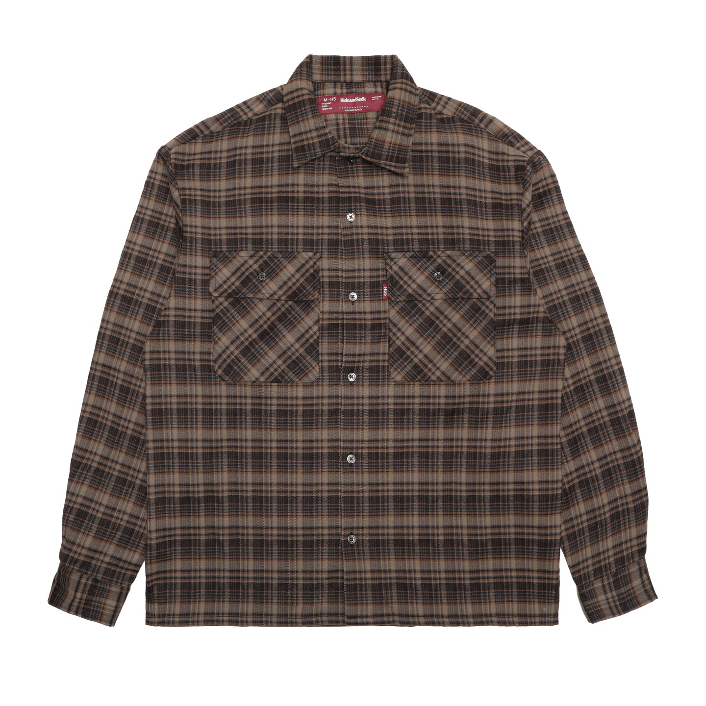 Hide and Seek Check L/S Shirt 1 Brown