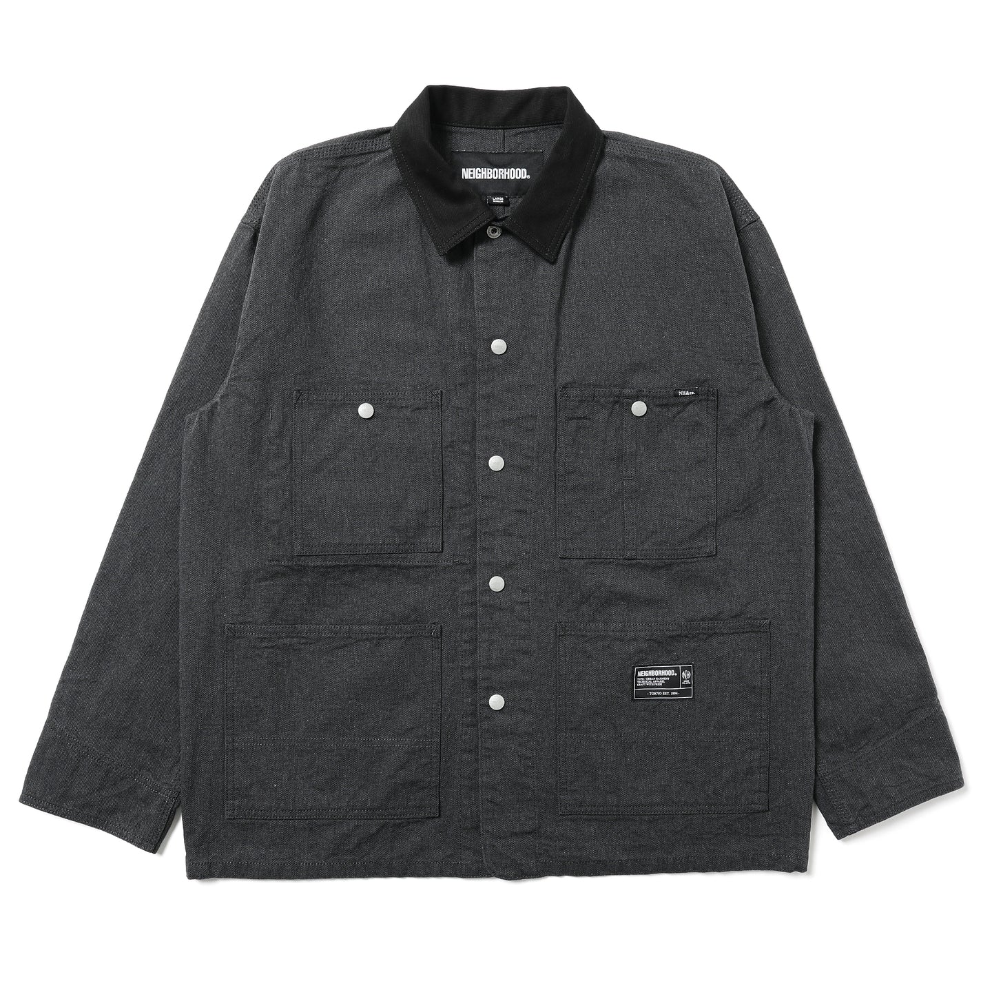 別注 22SS ASSORTED PATCH COVERALL JACKET 261AQNH-JKM01] Neighborhood Ox Coverall Jacket (Black) – The