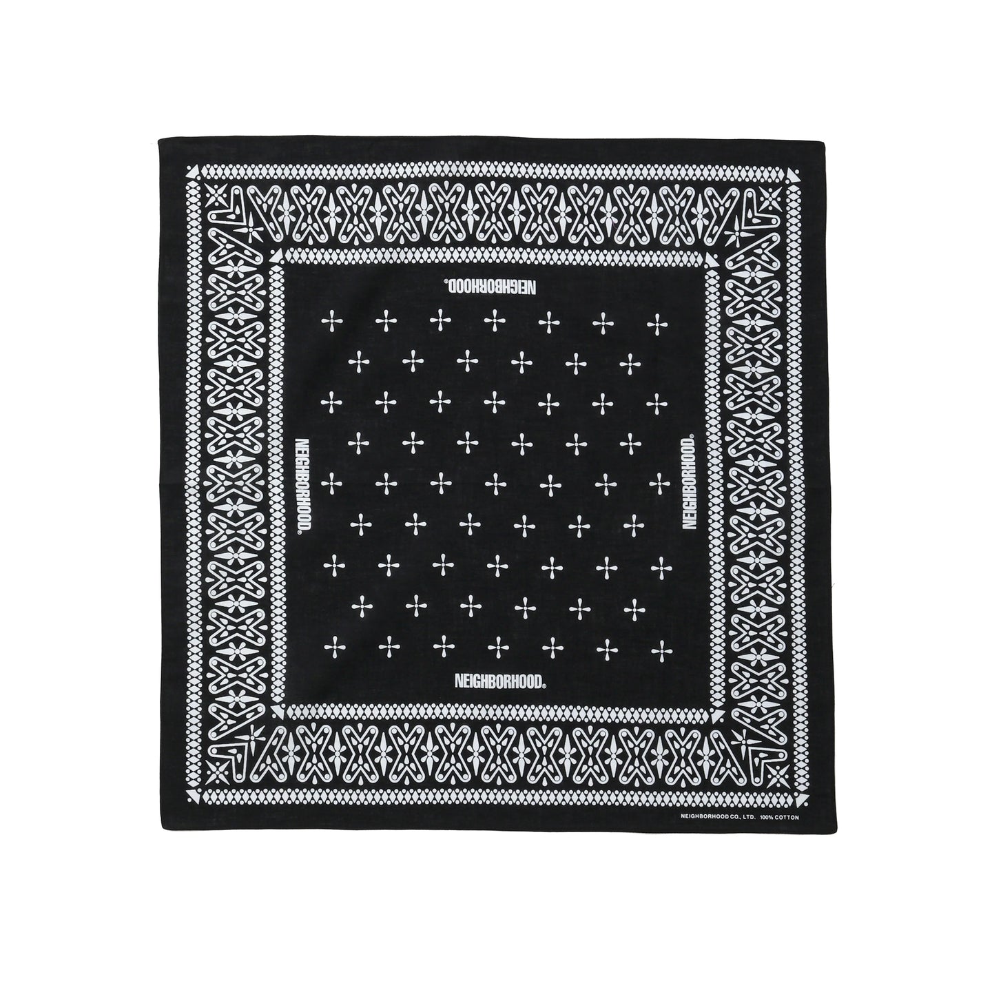 261BXNH-AC01] Neighborhood Cross Pattern Bandana (Black) – The
