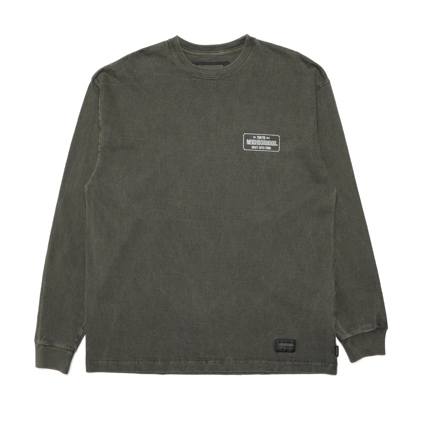 Neighborhood Pigment Dyed L/S Crewneck T-Shirt Olive Drab