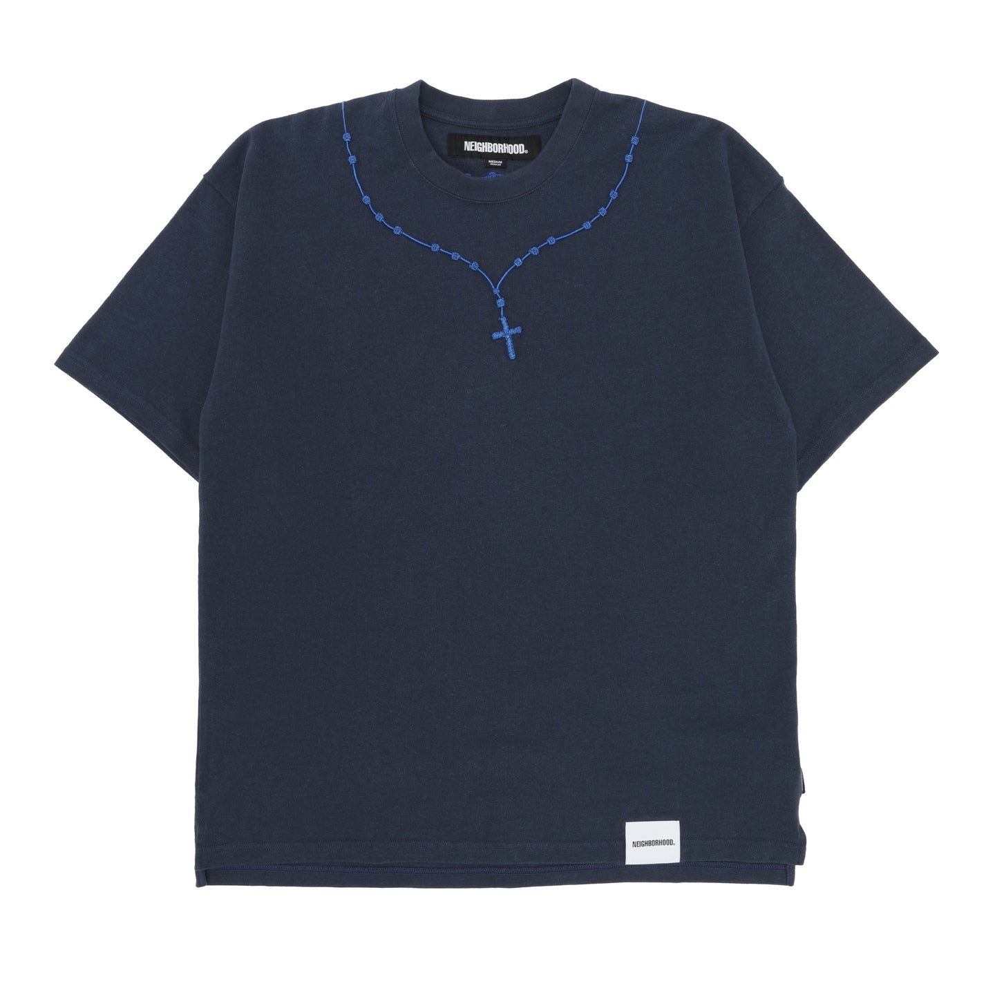 Neighborhood Cross Embroidery Crewneck T-Shirt Navy