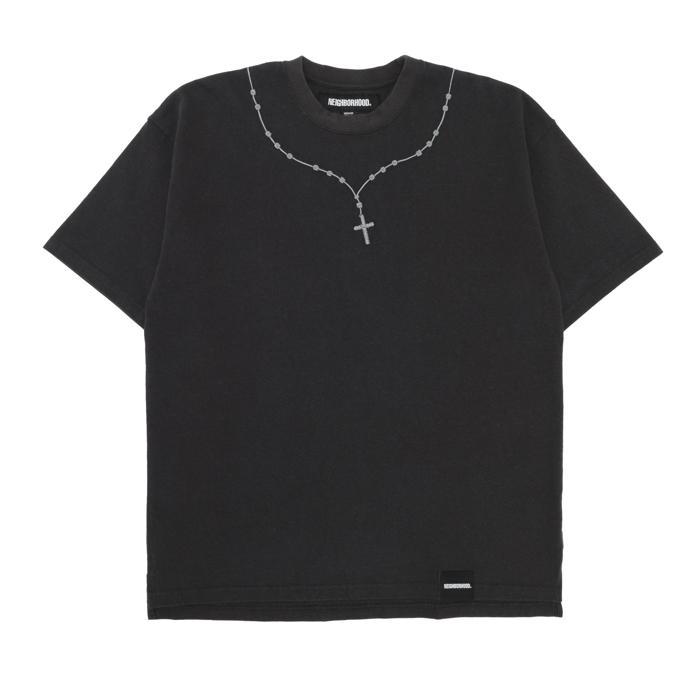 Neighborhood Cross Embroidery Crewneck T-Shirt Black