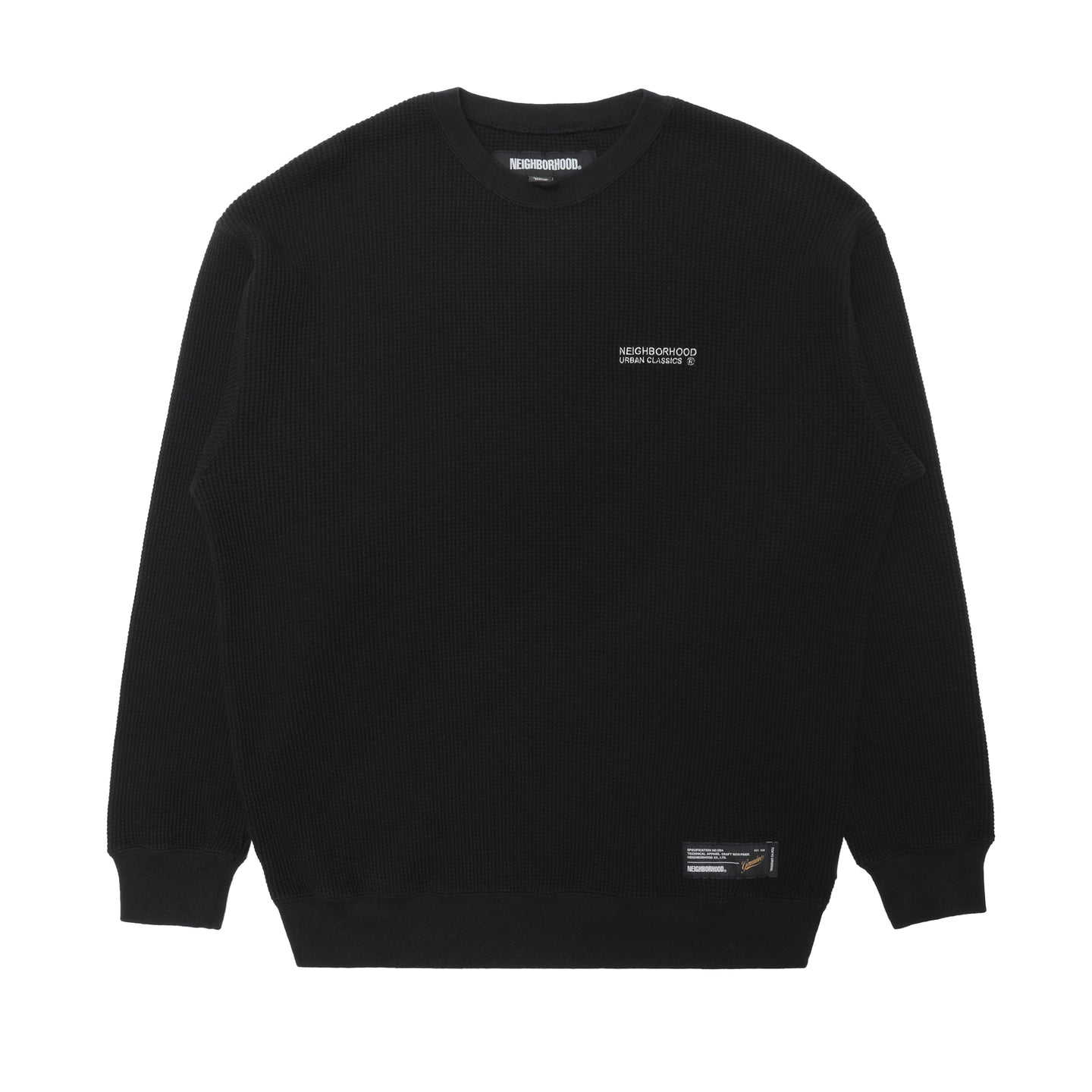 252FPNH-CSM11] Neighborhood Waffle Fabric Crewneck LS-1 (Black