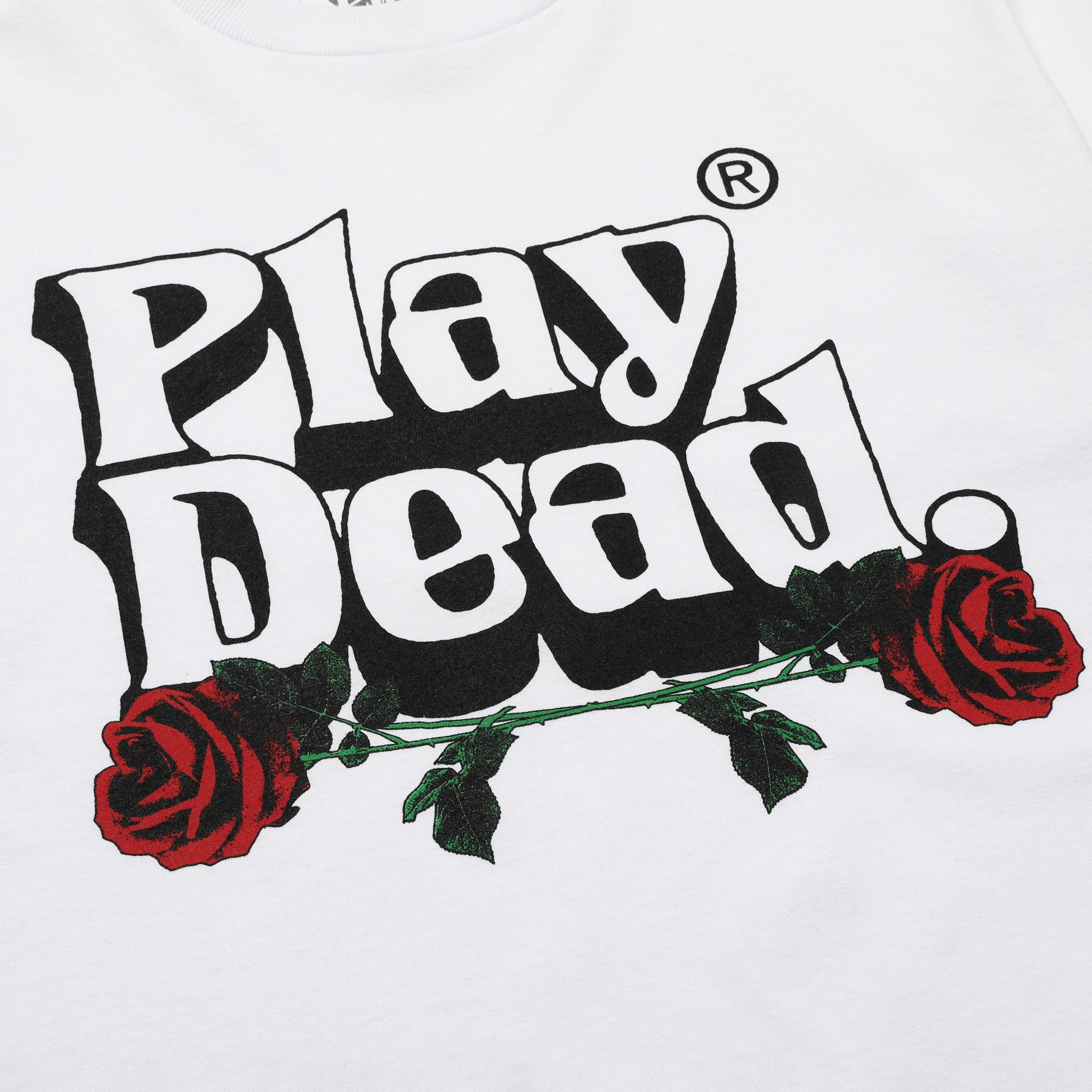 Play Dead Rose Logo T-Shirt (White) – The Darkside Initiative