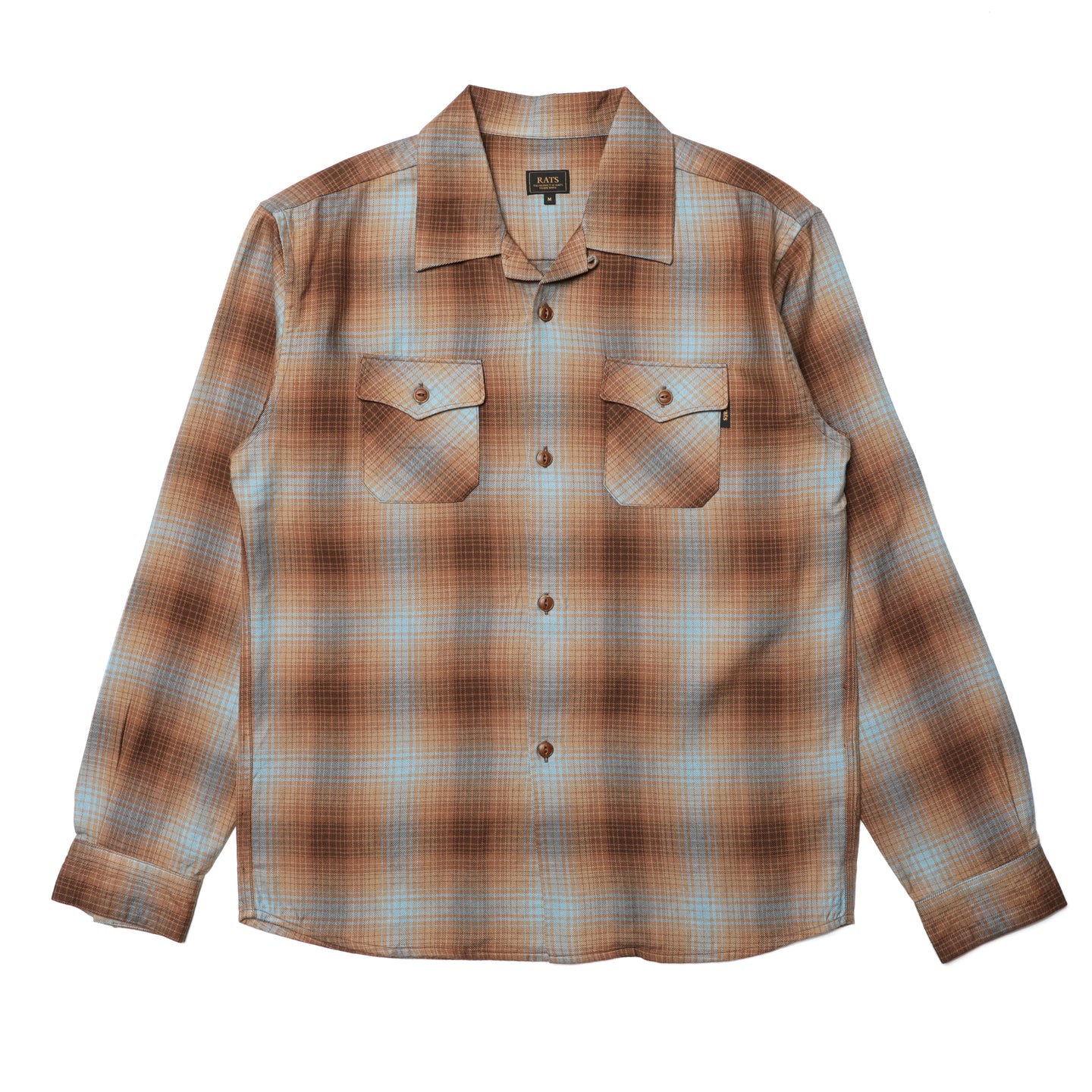 Rats Cotton Rayon Check L/S Shirt Brown