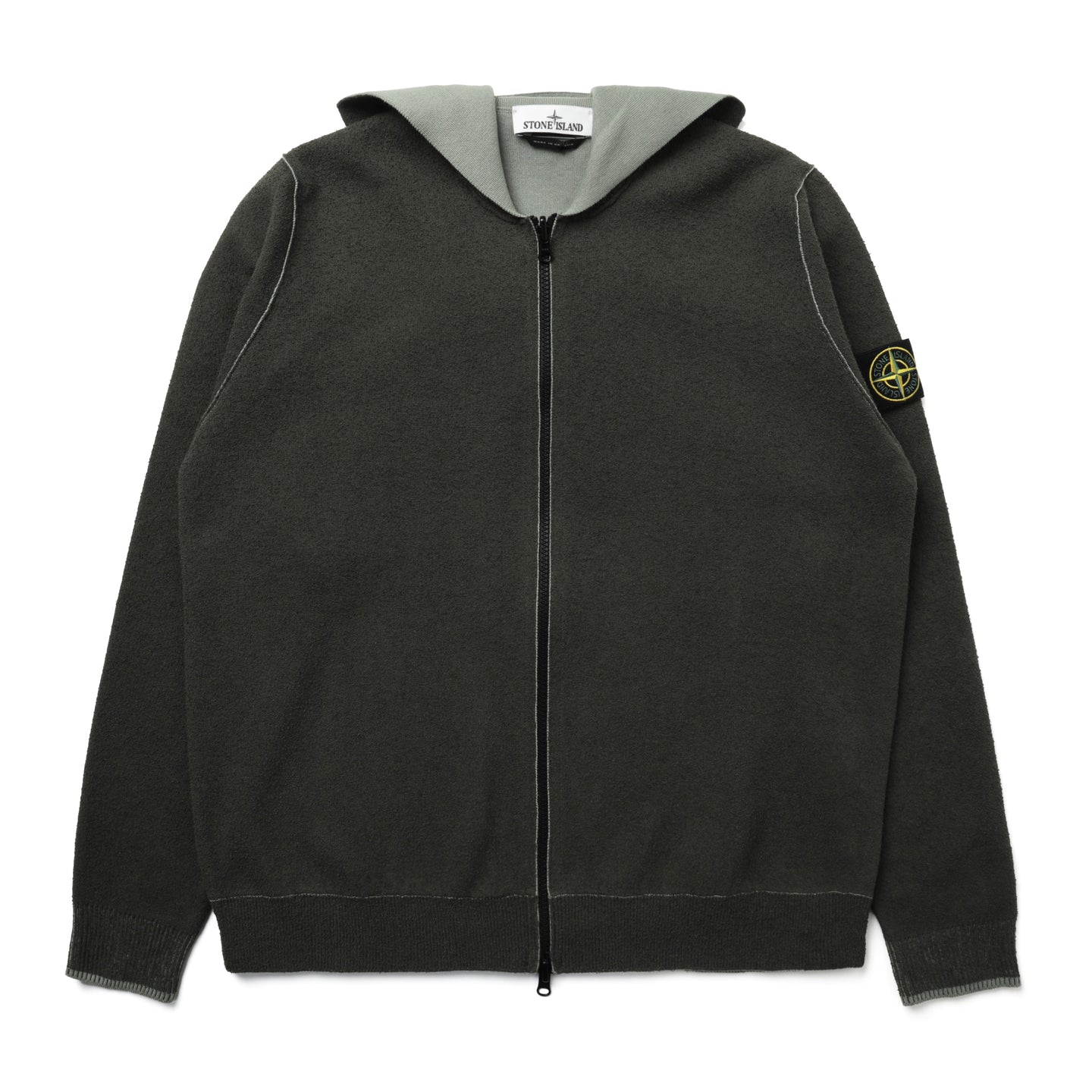 Stone Island Reversible Zip Up Hooded Sweatshirt Military Green