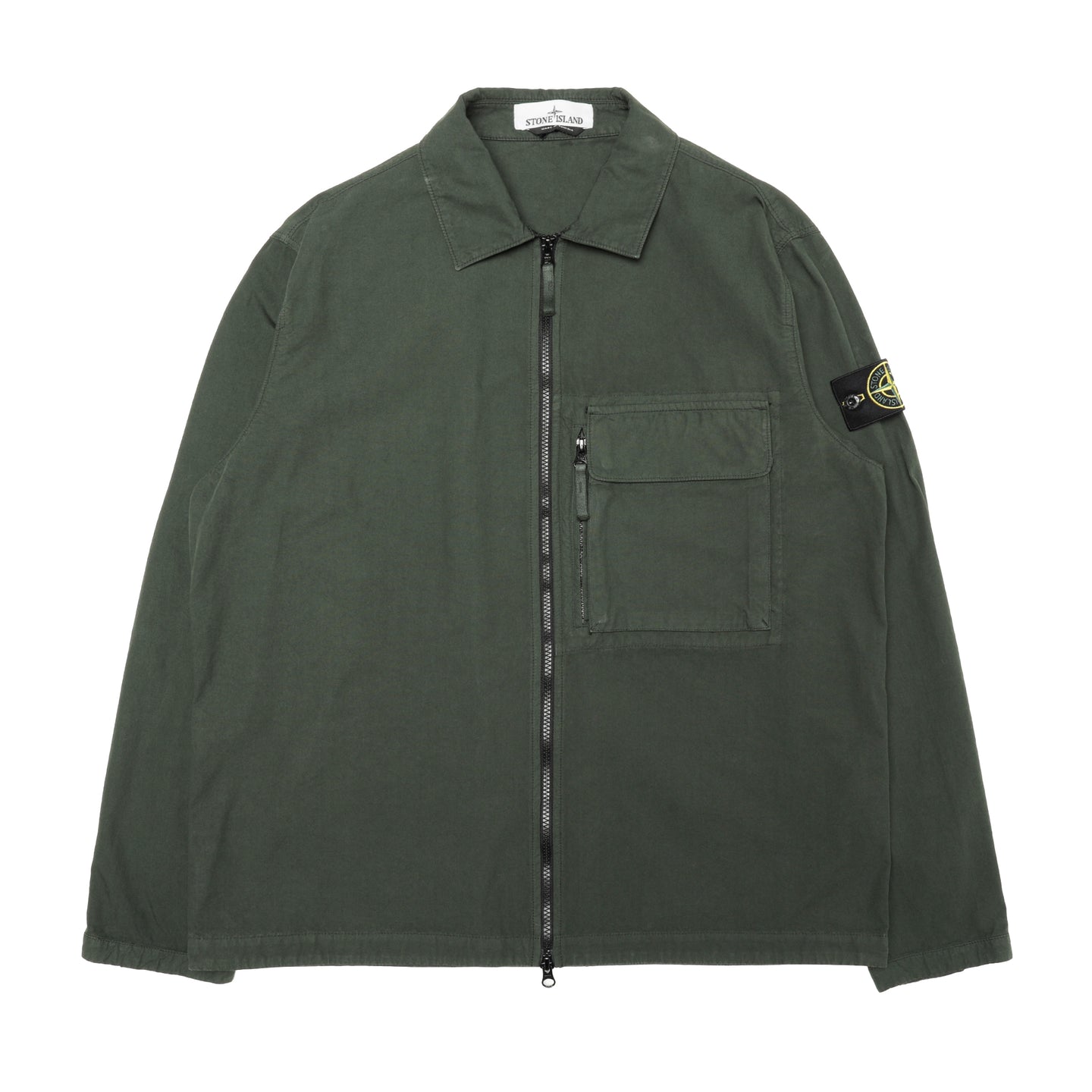 Stone Island Canvas Weave Organic Cotton Overshirt Juniper
