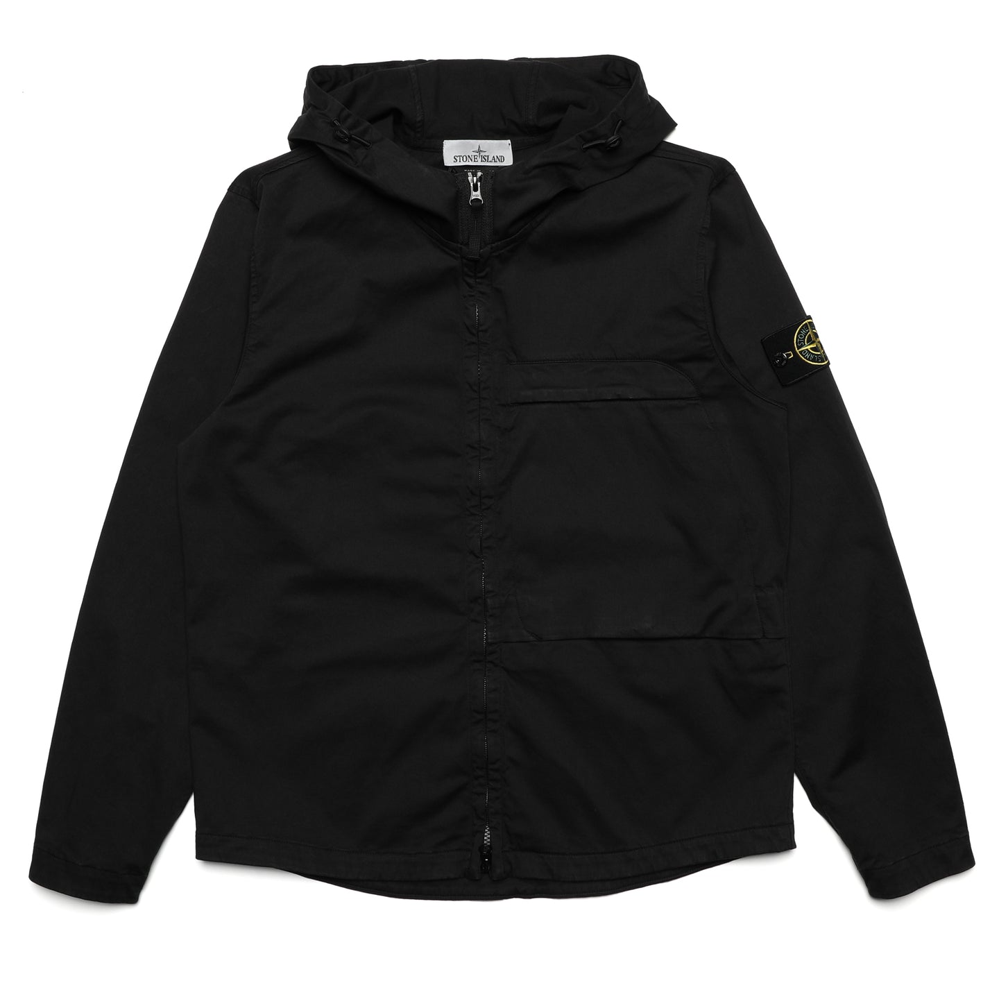 Stone Island Stretch Cotton Wool Satin Hooded Overshirt Black