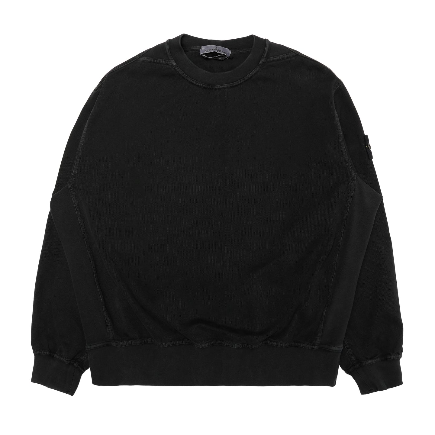 Stone Island Washed Effect Crewneck Sweater Black