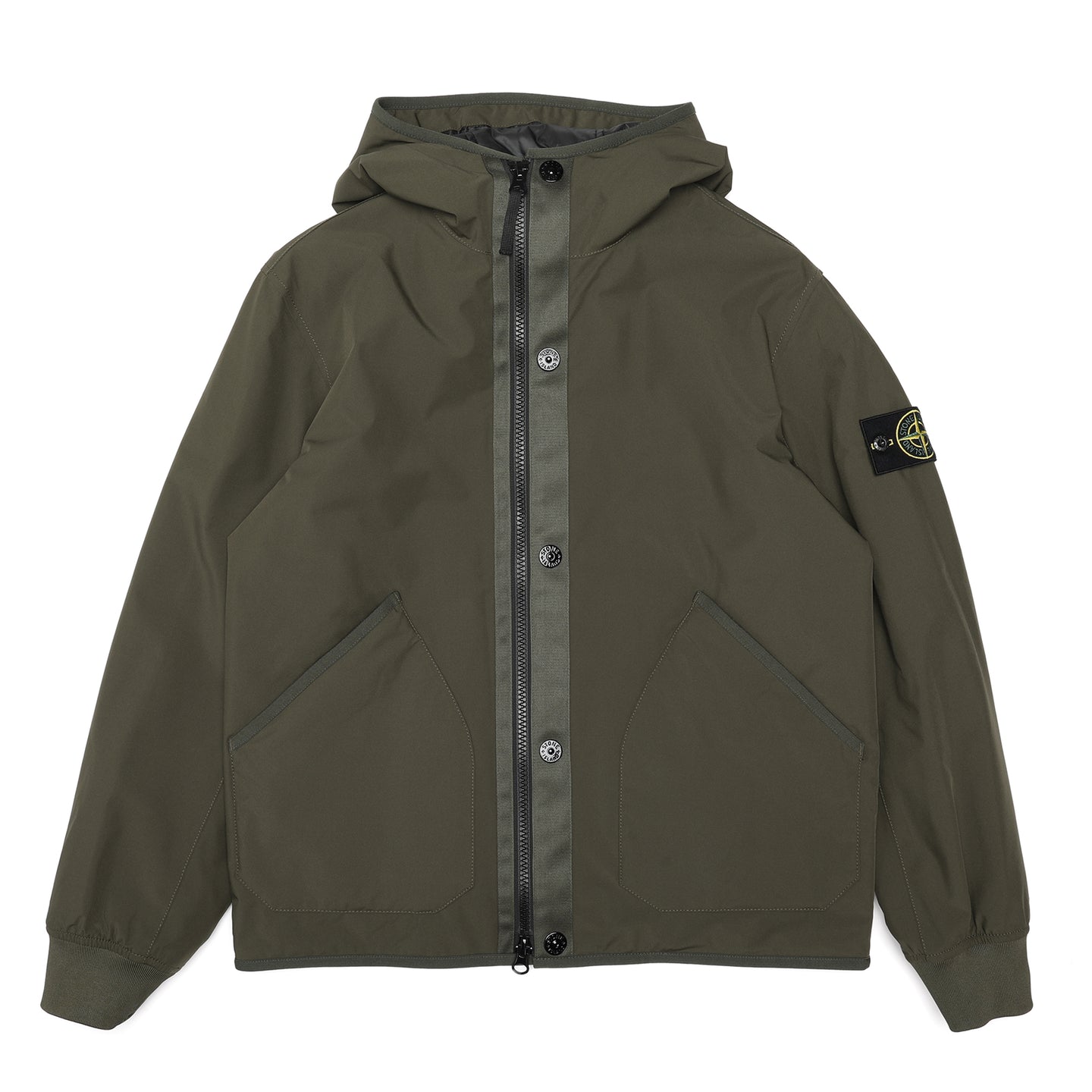 Stone Island Soft Shell-r_e.dye Technology Jacket In Green Recycled  Polyester