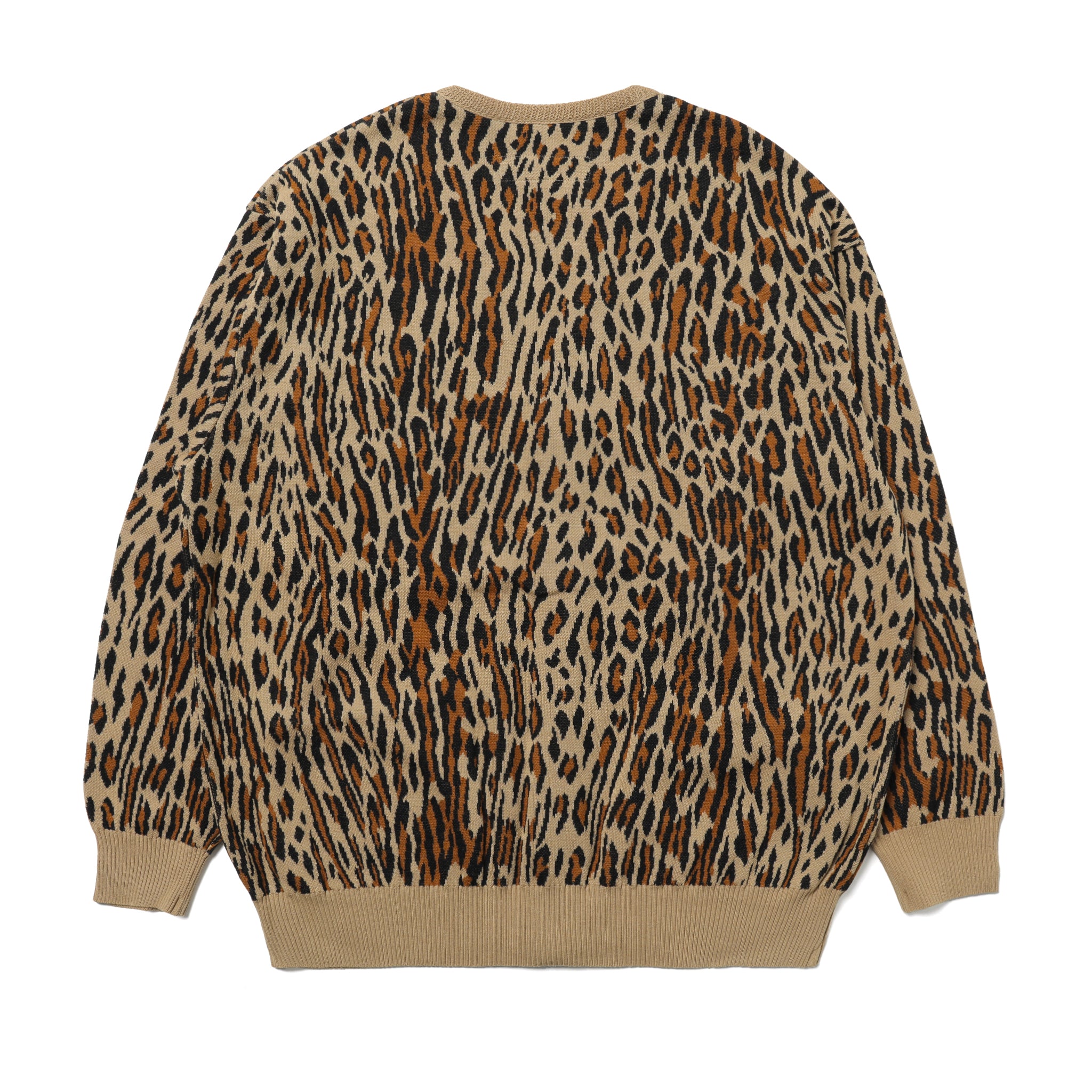 26SS-WMK-KN18] Wacko Maria Leopard Jacquard Cardigan Type-2 (Beige