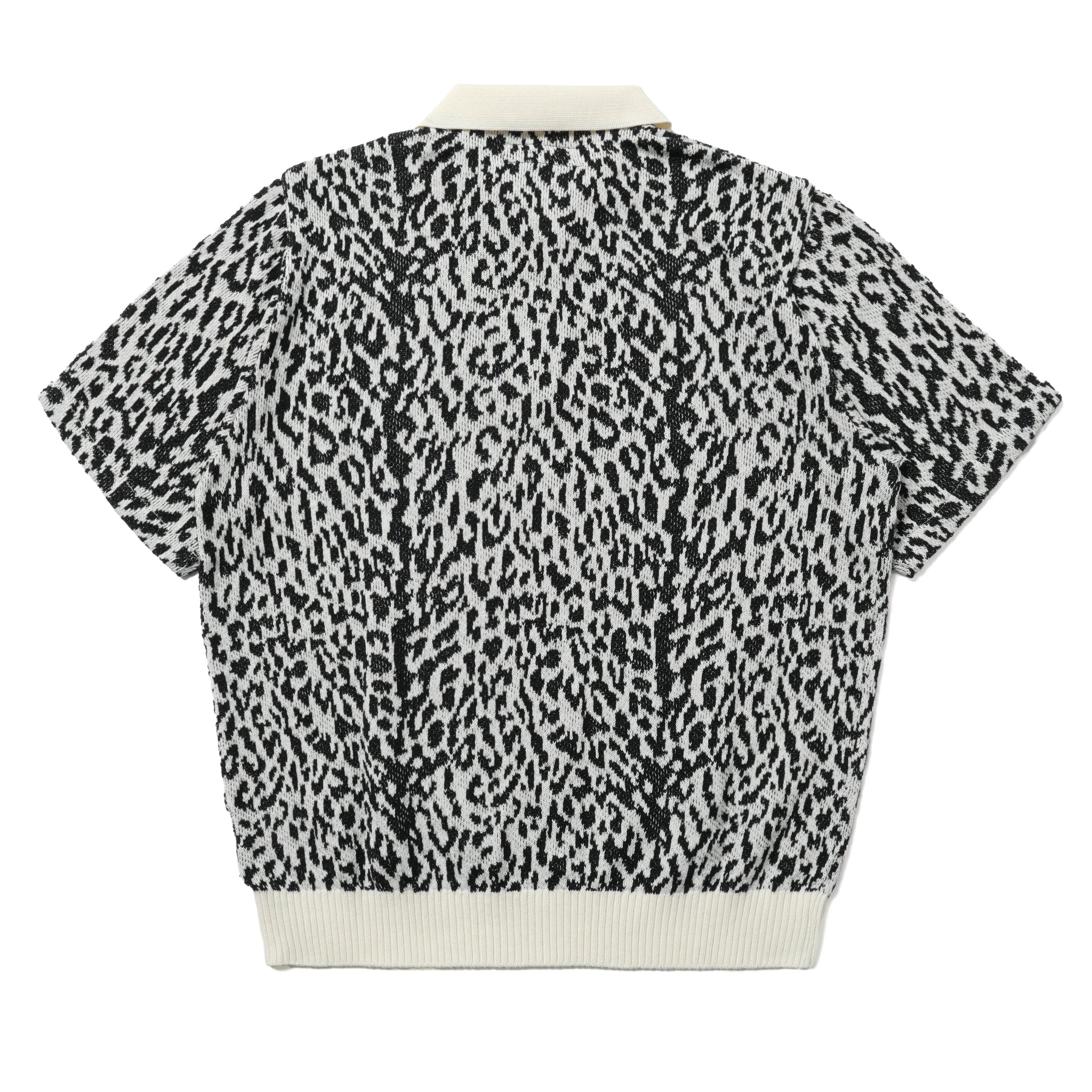 26SS-WMK-KN04] Wacko Maria Leopard Knit Polo Shirt Type-2 (White