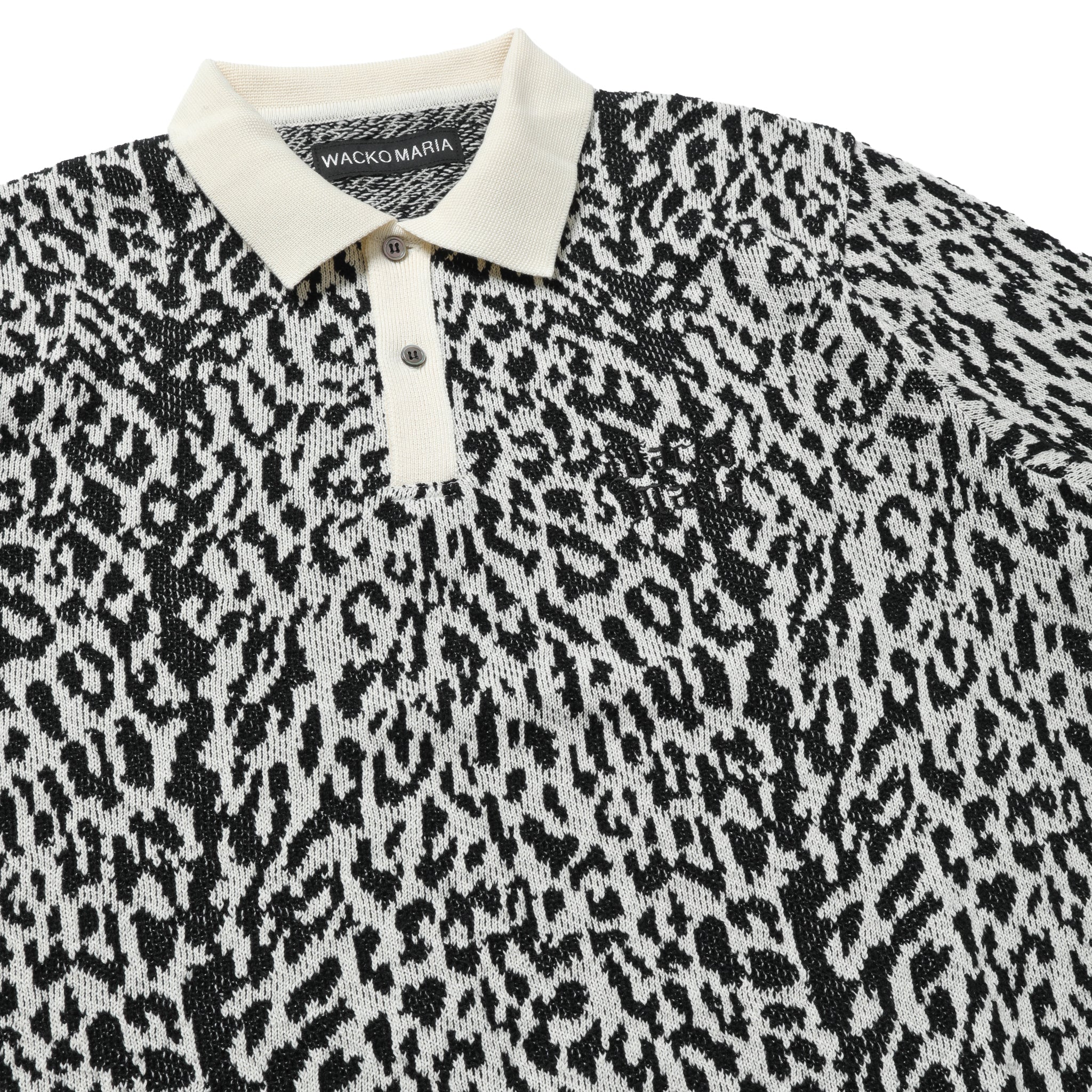 26SS-WMK-KN04] Wacko Maria Leopard Knit Polo Shirt Type-2 (White