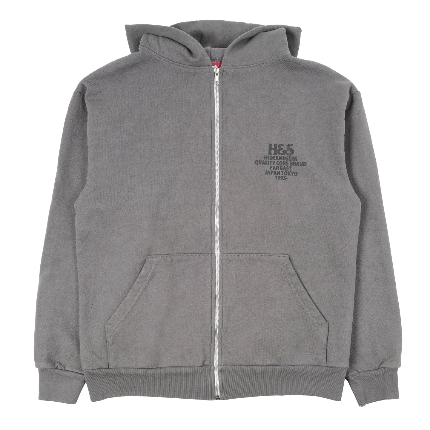Hide and Seek Logo Hooded Zip Sweatshirt Charcoal Gray
